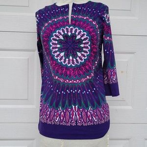 Nicole Miller Womens Boho Tunic Sz S Purple